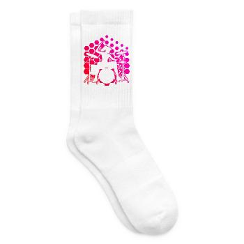 Geschenkidee für eine Percussionistin mit Drum Kit - Tennissocken - Weiß - Rechts