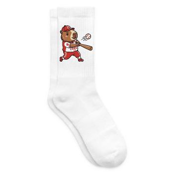Niedliche Capybara-Baseballspieler-Sportästhetik - Tennissocken - Weiß - Rechts