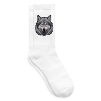 Wolf Kopfporträt - Tennissocken - Weiß - Rechts