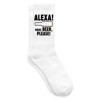 Alexa! Mehr Bier, bitte! (Lustiger Trinker / POS 2C) - Tennissocken - Weiß - Rechts