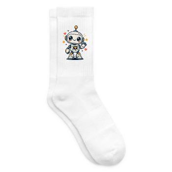 Kleiner Robo mit Herzen - Tennissocken - Weiß - Rechts