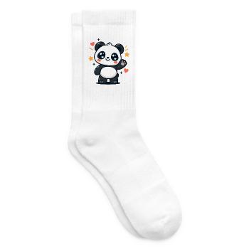 Panda kawaii winkt mit Sternen - Tennissocken - Weiß - Rechts
