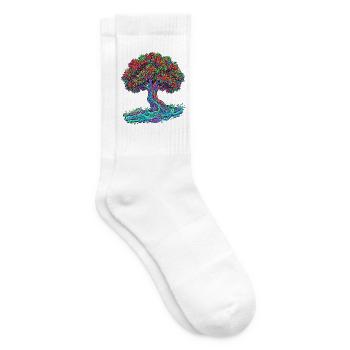 Baum des Lebens – Psychedelic Regenbogen Motiv - Tennissocken - Weiß - Rechts
