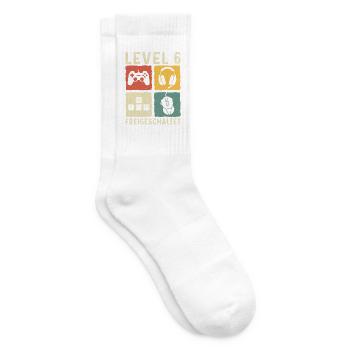Level 6 freigeschaltet 6. Geburtstag 6 Jahre - Tennissocken - Weiß - Rechts