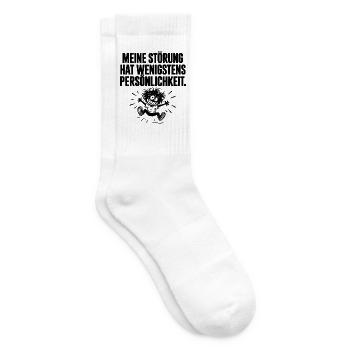 Lustiger Spruch Meine Störung hat Persönlichkeit - Tennissocken - Weiß - Rechts