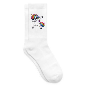 Regenbogen Unicorn Einhorn Dab mit Sonnenbrille - Tennissocken - Weiß - Rechts