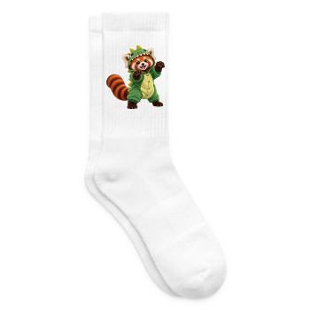 Roter Panda im Dinosaurierkostüm - Tennissocken - Weiß - Rechts