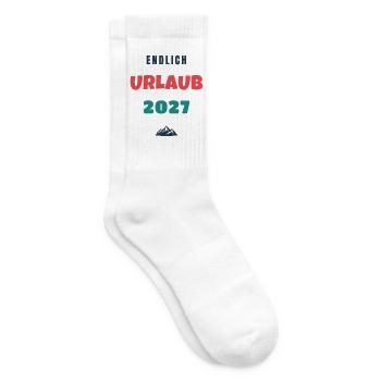 Endlich Urlaub 2027 Spruch Reise Geschenk - Tennissocken - Weiß - Rechts
