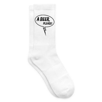 Ein Bier, bitte! (Sprechblase, Trinken, 2 Cent runter) - Tennissocken - Weiß - Rechts
