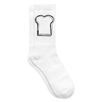 Brotscheibe handgezeichnet - Tennissocken - Weiß - Rechts