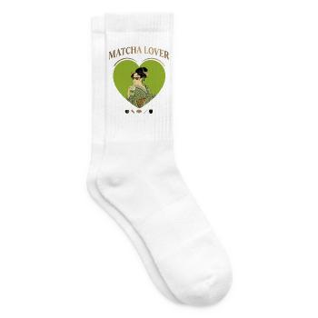 Japanese Matcha Lover Utamaro Ukiyo-e Parody - Tennissocken - Weiß - Rechts