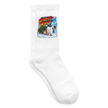 Bin unterwegs! Gentoo-Pinguin - Tennissocken - Weiß - Rechts