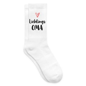 Lieblings Oma Herz Geschenk Muttertag Geburtstag - Tennissocken - Weiß - Rechts