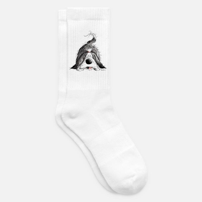 Fröhlicher Bearded Collie - Tennissocken - Weiß