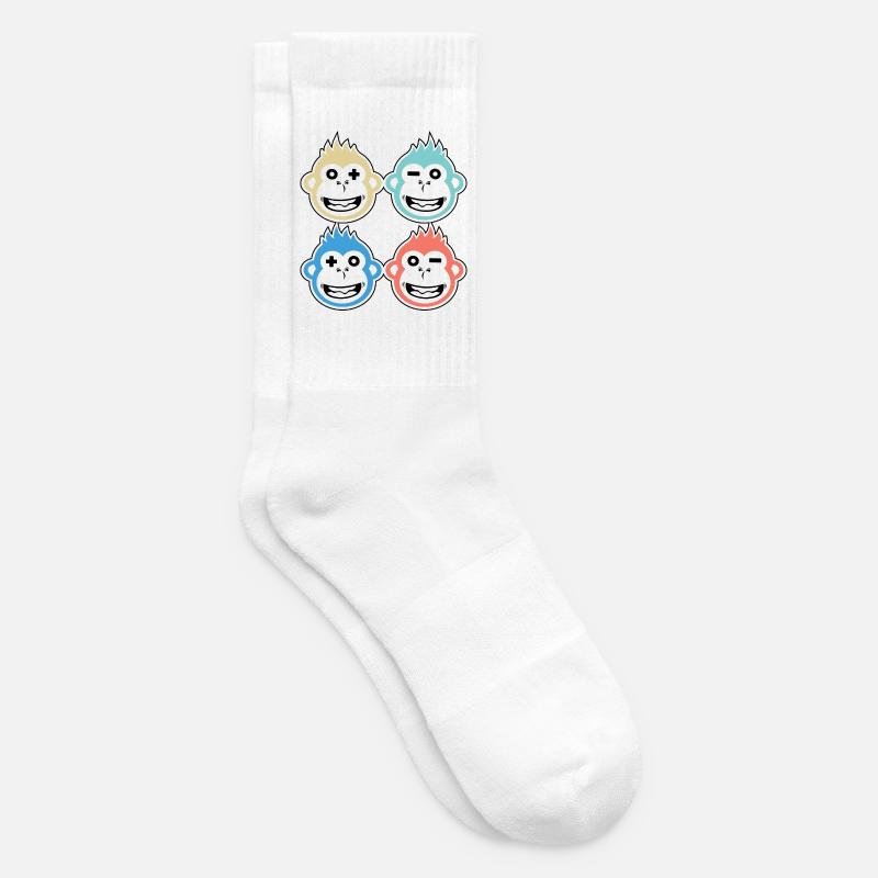 4 glückliche Affen - Tennissocken - Weiß