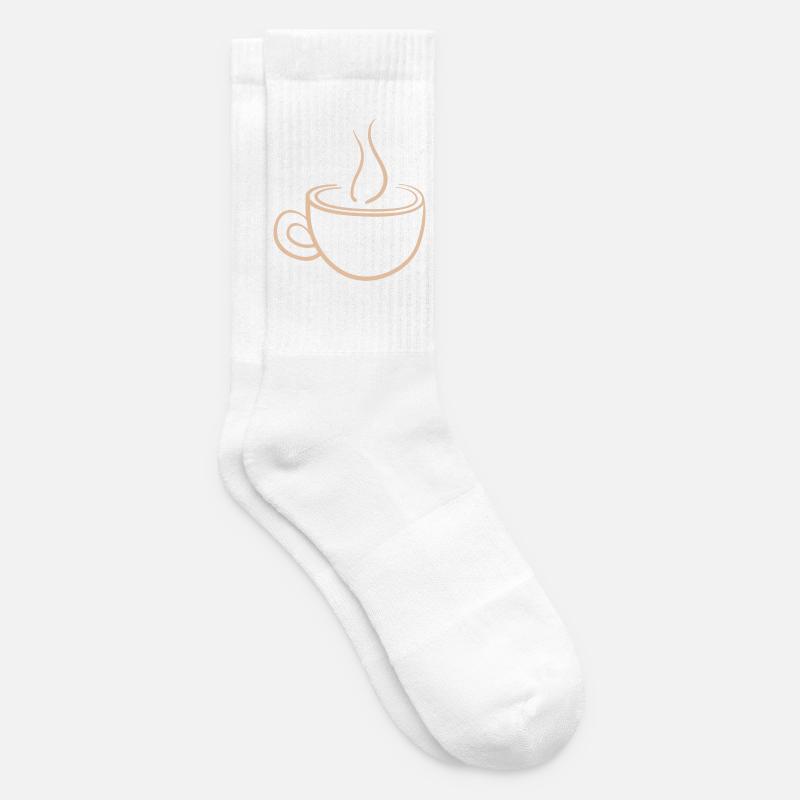 Steaming Coffee Mug Minimal Design - Tennis socks - white