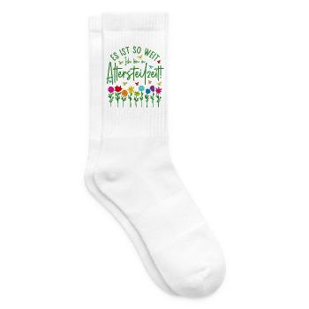 Es ist so weit Ich bin in Altersteilzeit - Blumen - Tennissocken - Weiß - Rechts