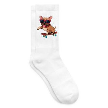 Bulldogge auf einem Brett mit Brille - Tennissocken - Weiß - Rechts
