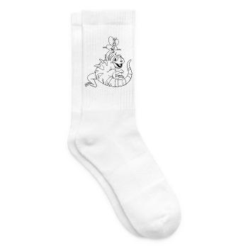 Iguana Kawaii coloring page hand-illustrated - Tennis socks - white - Right