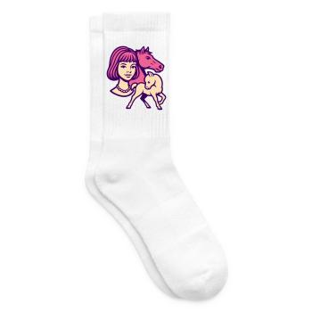 Fille Cheval Pop Art Rose - Chaussettes de tennis - blanc - Droite