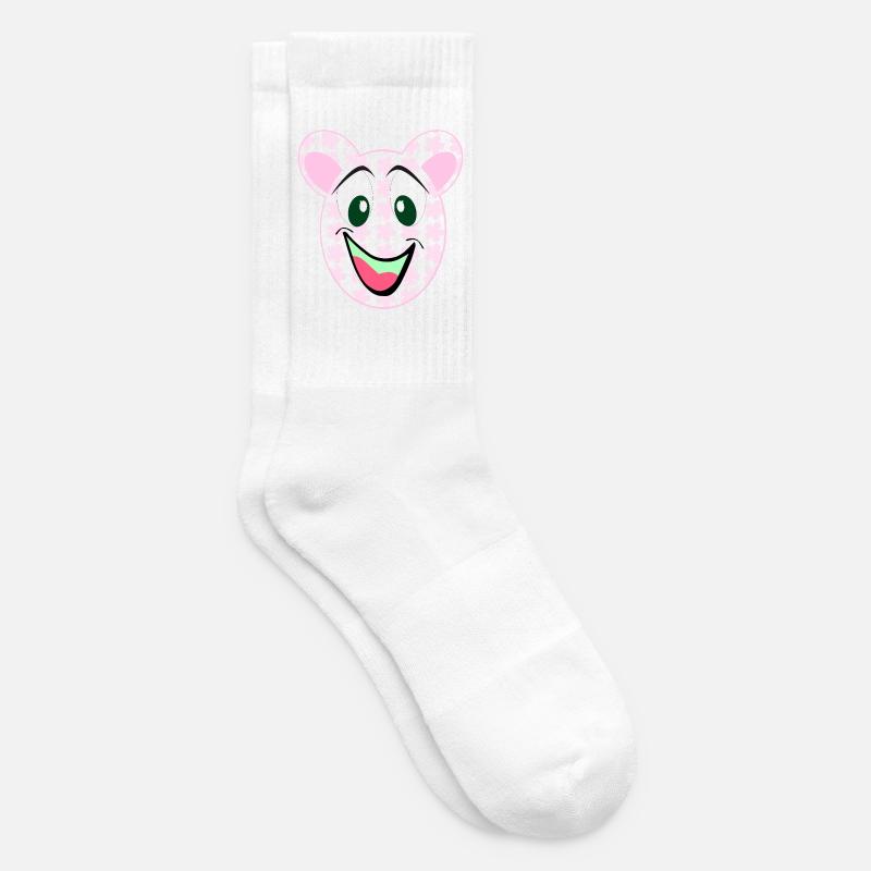 Bär Blumenmuster Lächeln - Tennissocken - Weiß