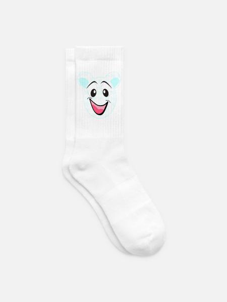 Lächelnder Bär mit Blumenmuster - Tennissocken - Weiß