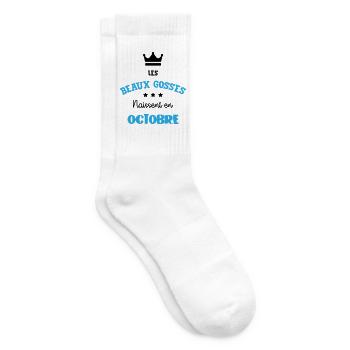 Les Beaux Gosses Naissent en Octobre Humour - Chaussettes de tennis - blanc - Droite