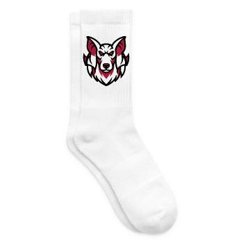 Weisser Wolf Maskottchen - Tennissocken - Weiß - Rechts