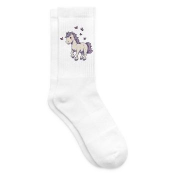 Süßes Pony mit Schmetterlingen - Tennissocken - Weiß - Rechts