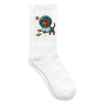 Dackel im All – Süßer Astronaut Hund - Tennissocken - Weiß - Rechts