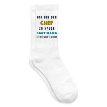 Papa Ich bin der Chef zu Hause sagt Mama - Tennissocken - Weiß - Rechts