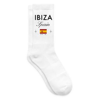 Ibiza Spanien Koordinaten Reise Souvenir - Tennissocken - Weiß - Rechts