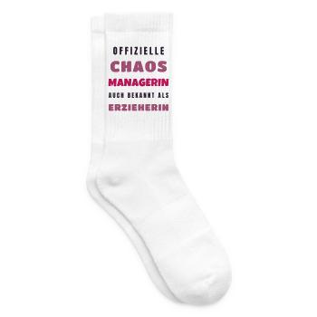 Erzieherin Chaos Managerin - Kita Geschenk Spruch - Tennissocken - Weiß - Rechts