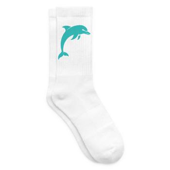 Anmutiger Delfin minimalistischer Türkis - Tennissocken - Weiß - Rechts