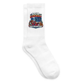 Wenig Energie – Volles Inventar – Retro Gamer - Tennissocken - Weiß - Rechts