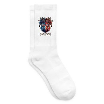 Poly Art Servus Bier Wildschwein - Tennissocken - Weiß - Rechts