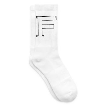 Buchstabe F handgezeichnet - Tennissocken - Weiß - Rechts