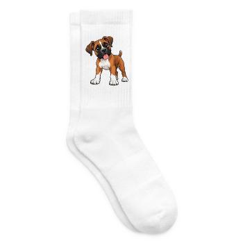 Boxer Kawaii Style – Süßer Hund - Tennissocken - Weiß - Rechts