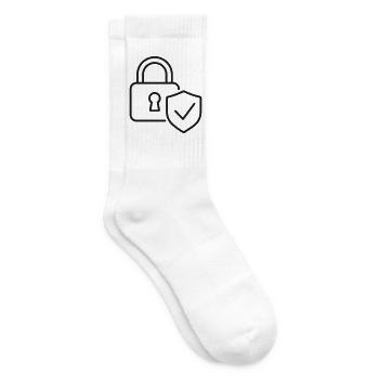 Sicheres Vorhängeschloss-Schildlinien-Symbol - Tennissocken - Weiß - Rechts