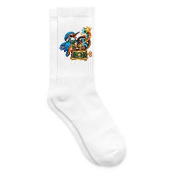 Eisvogel mit Kometen-Spieluhr - Tennissocken - Weiß - Rechts