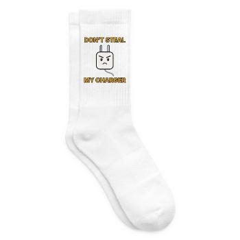 Ladekabel – Don’t steal my charger – Büro lustig - Tennissocken - Weiß - Rechts