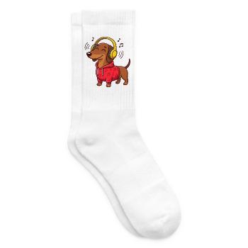 Dackel Musik Kopfhörer Hund Sound T-Shirt - Tennissocken - Weiß - Rechts