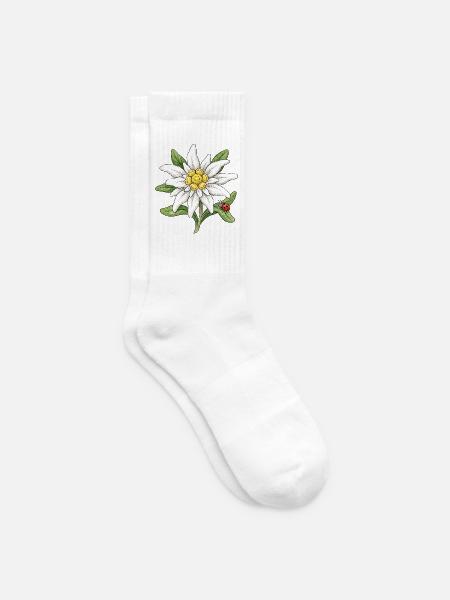 Weiße Blüte mit Marienkäfer - Tennissocken - Weiß