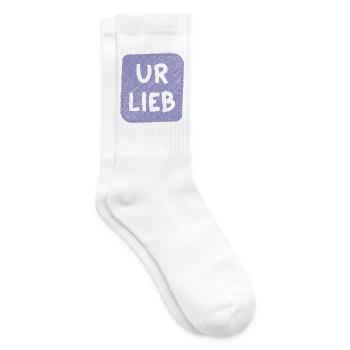 UR LIEB – Süßer Babyspruch zur Geburt Österreich - Tennissocken - Weiß - Rechts