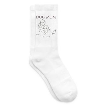 Hundemama Linienkunst mit Welpen - Tennissocken - Weiß - Rechts