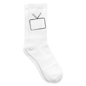 Fernseher handgezeichnet - Tennissocken - Weiß - Rechts