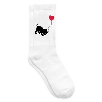 hund mit Luftballon - herz doglover - Kindermotiv - Tennissocken - Weiß - Rechts
