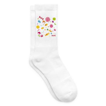 Eine Menge Süßigkeiten,Bonbons,Lollis und Kaugummi - Tennissocken - Weiß - Rechts