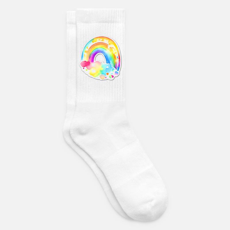 Regenbogen - Tennissocken - Weiß