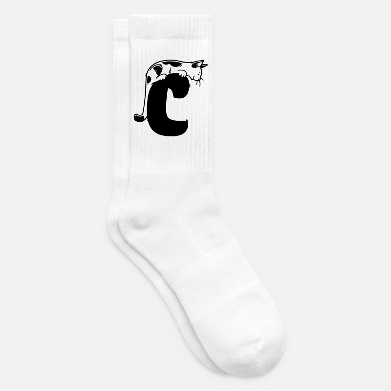 Lettre C du chat - Chaussettes de tennis - blanc